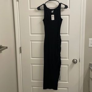 ruched midi dress